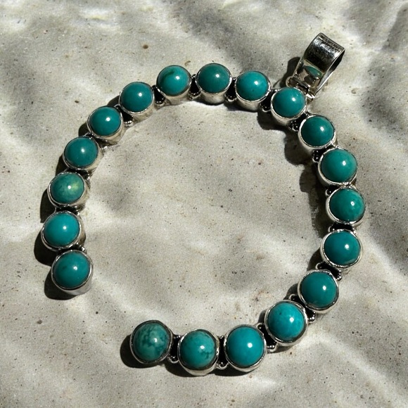 Turquoise Sterling Silver Naja Pendant - Picture 4 of 11